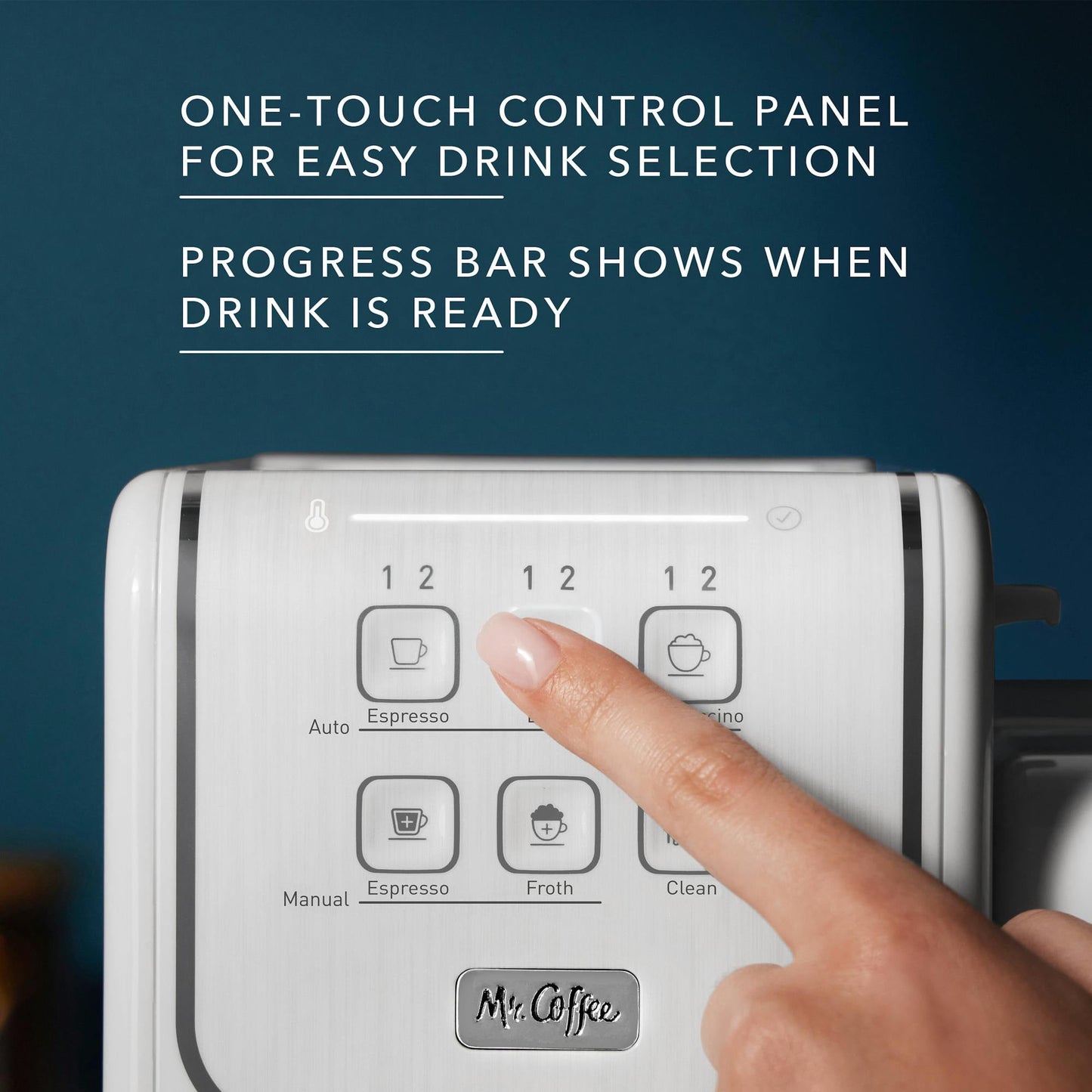 Mr. Coffee® One-Touch CoffeeHouse+ Espresso, Cappuccino, and Latte Maker, White