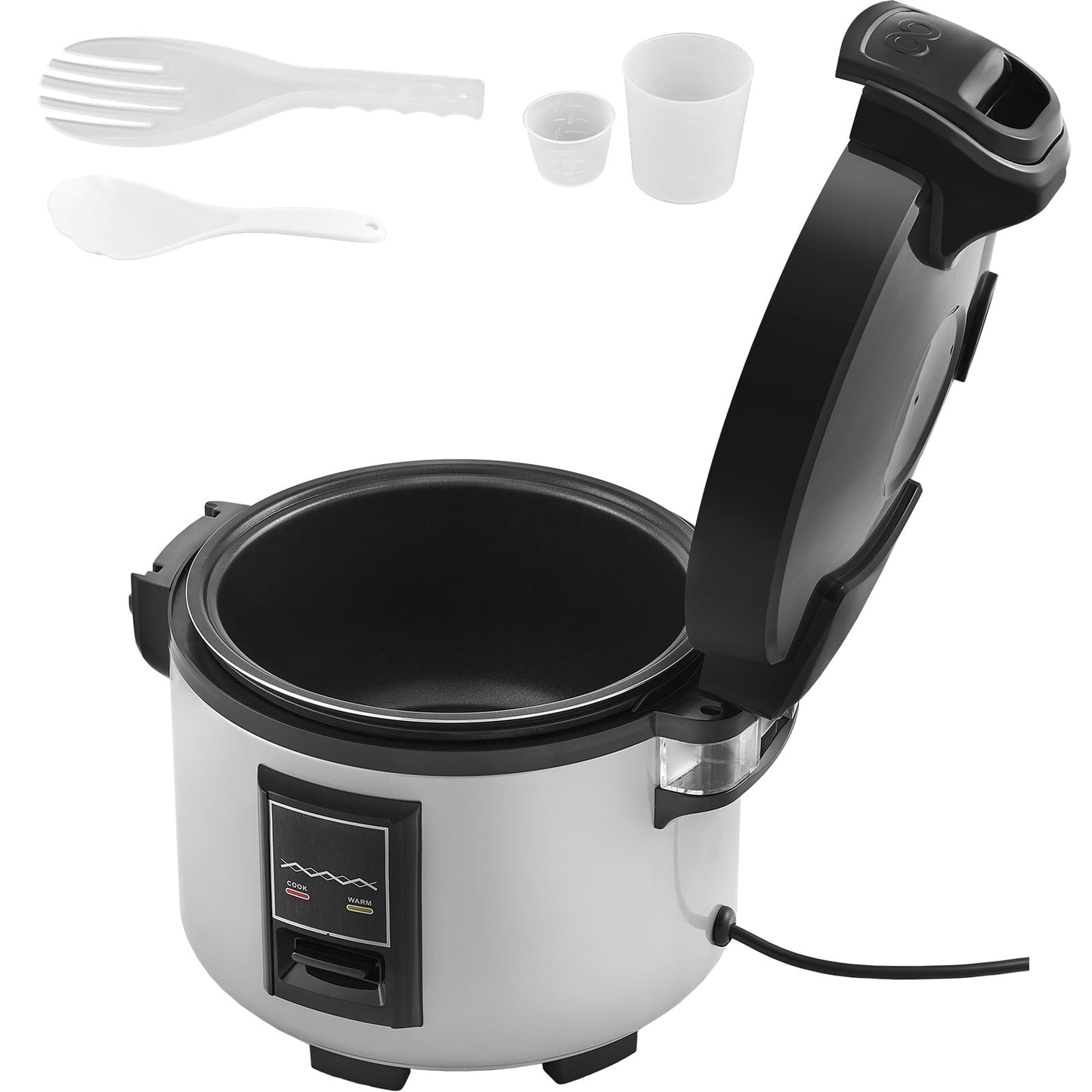 KFFKFF Professional Rice Cooker, Serves 60 Cups, 13.74 Qt Capacity, Durable Rice Maker with Nonstick Pot, Quick Cook & 12-Hr Warm Function, Includes Measuring Cup & Paddle, Ideal for Eateries
