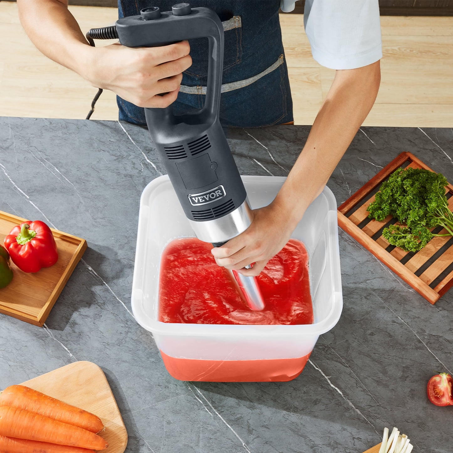 VEVOR Commercial Immersion Blender 500W Power, Hand Held Mixer with 304 Stainless Steel Removable Shaft, Electric Stick Blender Variable Speed