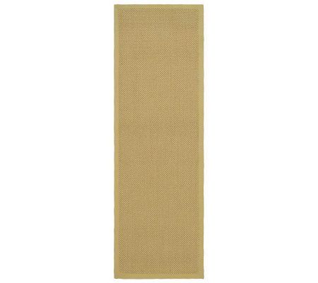 Serenity Houndstooth Natural Fiber Sisal 2'6" x8' Rug wBorder