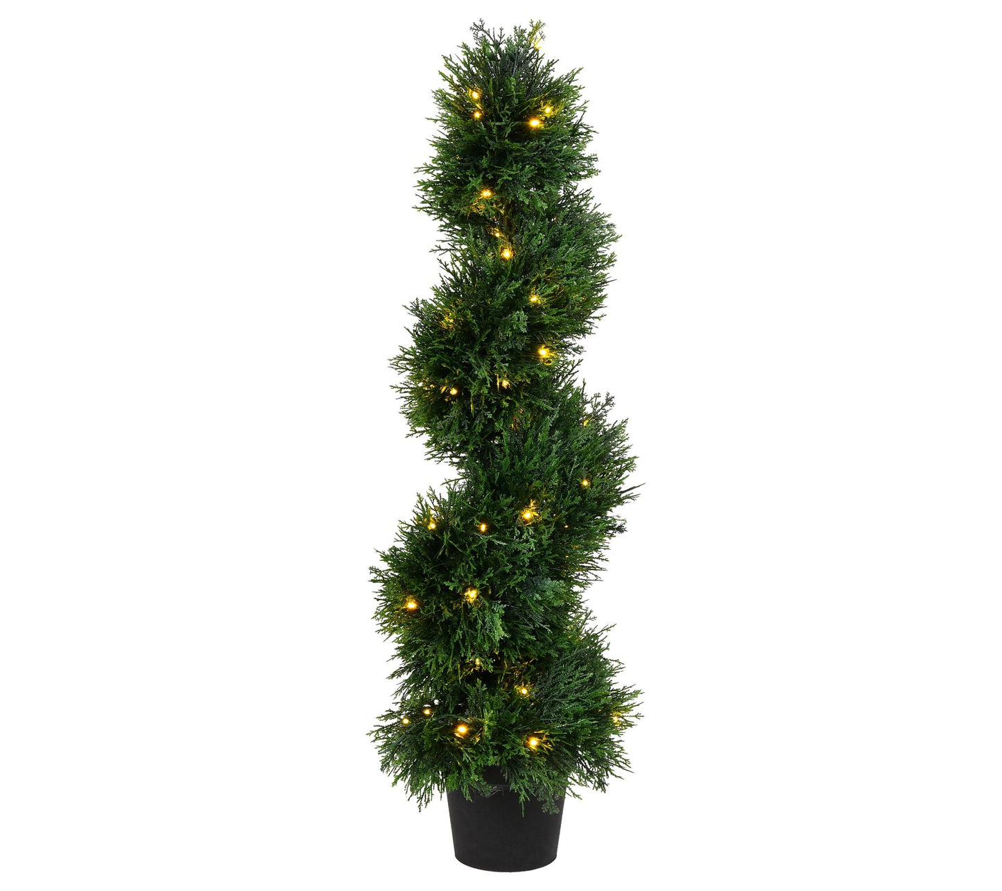 Vickerman 3' Artificial Potted Green Cedar Spiral Tree, Prelit