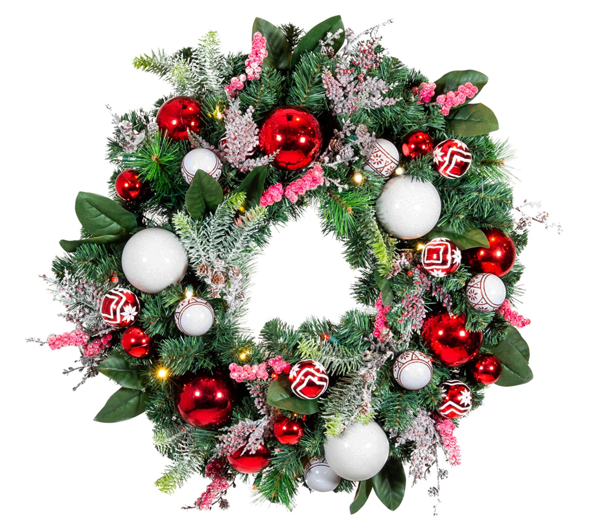 Village Lighting 30" Pre-Lit LED Wreath - Nordic