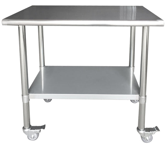 Sportsman Series Rolling Stainless Steel Work Table- 24" x 36"