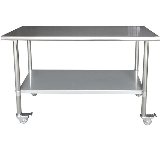 Sportsman Series Rolling Stainless Steel Work Table- 24" x 60"