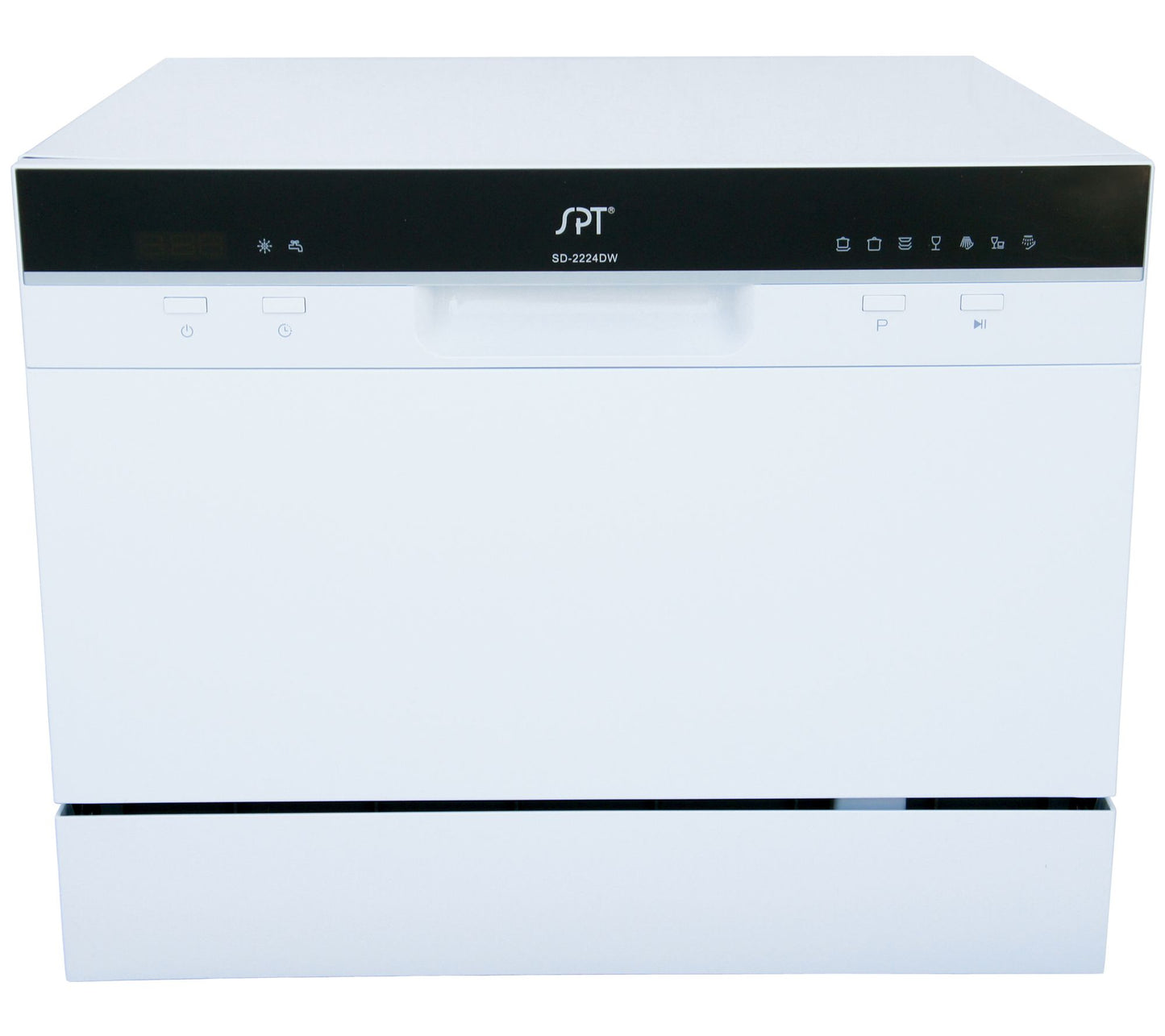 SPT Countertop Dishwasher with Delay Start in White