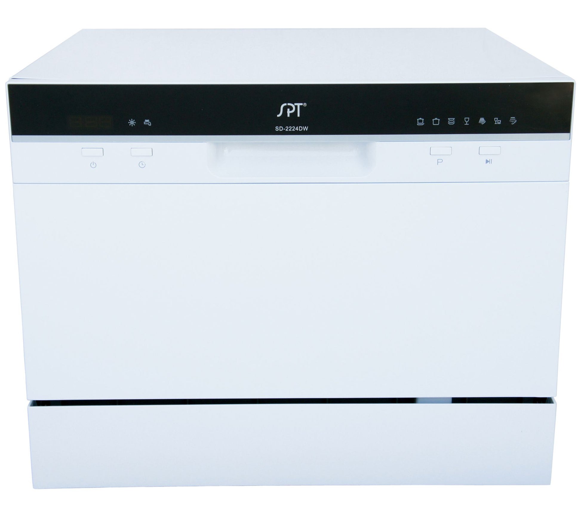 SPT Countertop Dishwasher with Delay Start in White