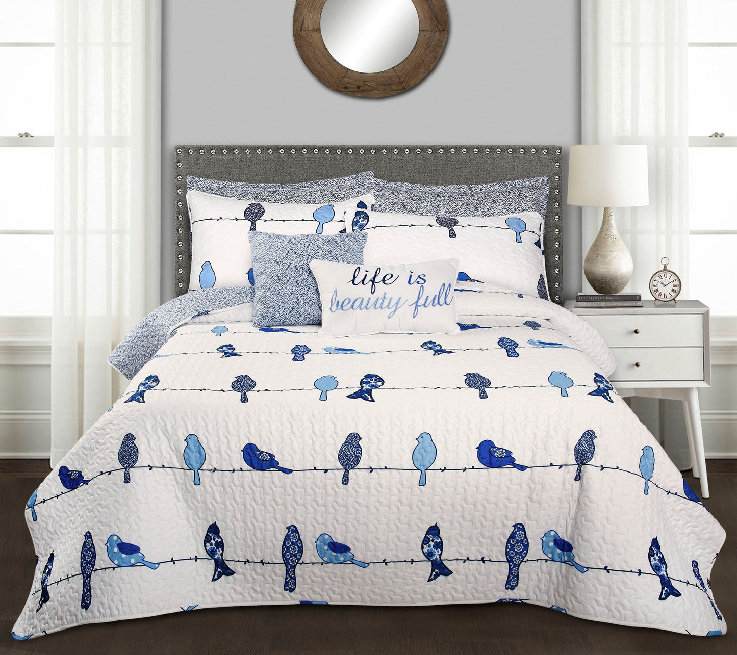 Rowley Birds 7-Piece Full/Queen Quilt Set by Lush Decor