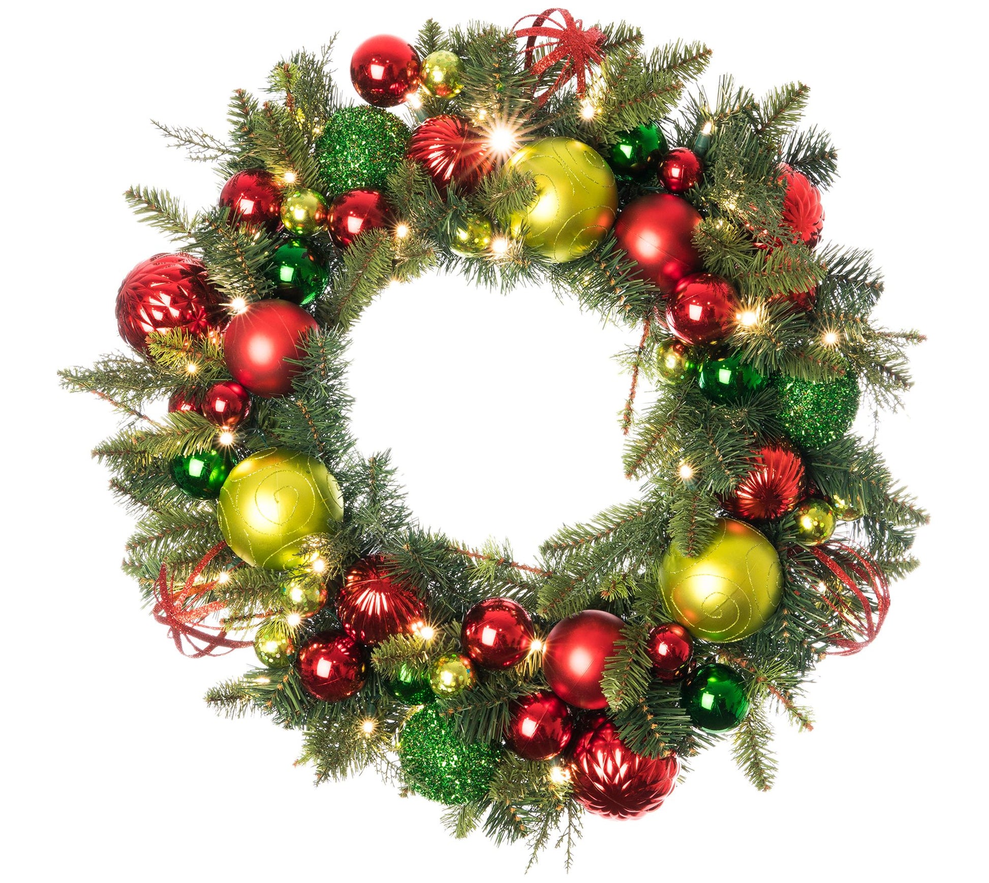 Village Lighting 30" Prelit LED Wreath - Festive Holiday