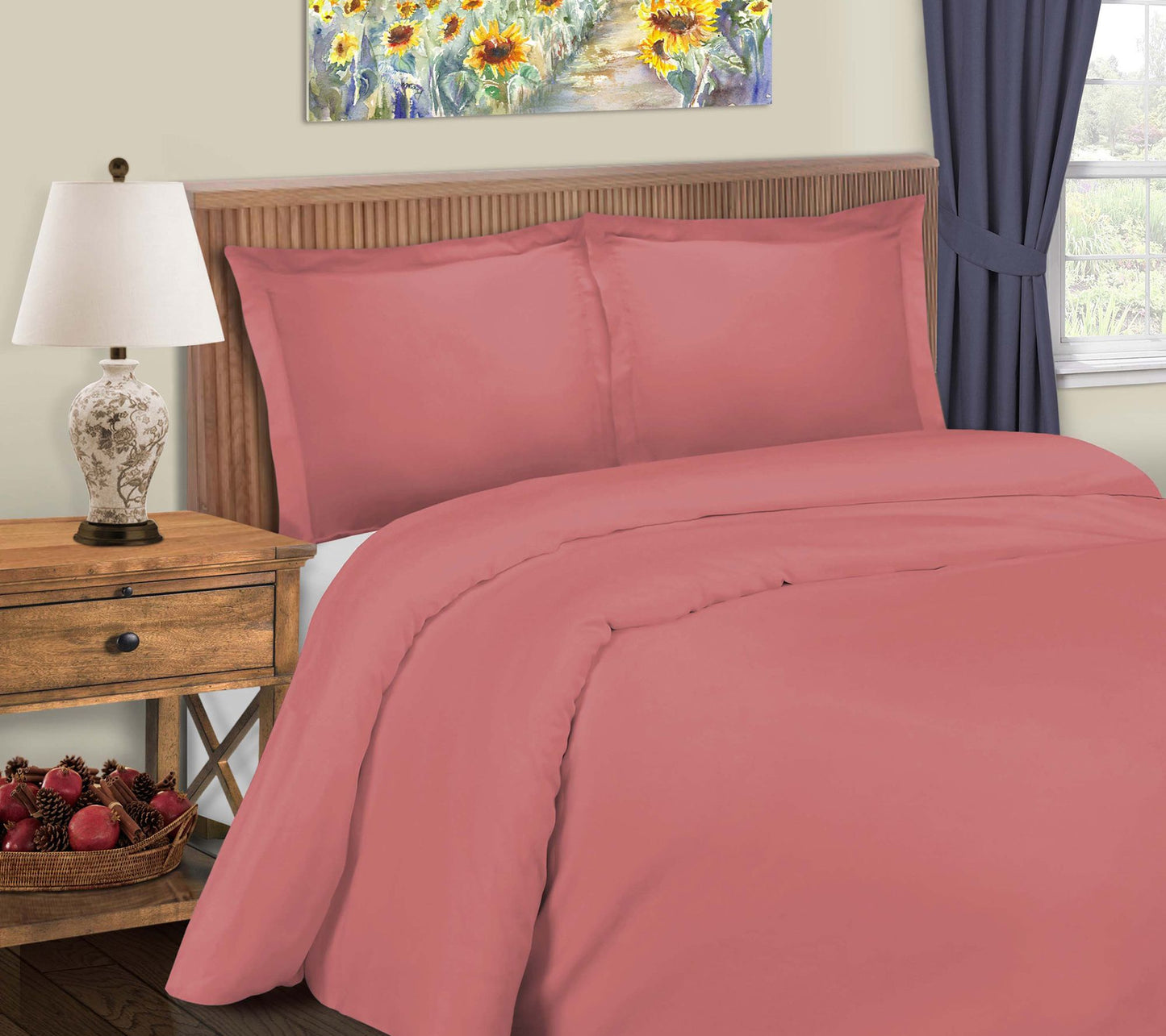 Superior 600TC Solid Cotton Blend Duvet Set, King/Cal.King