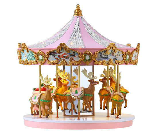 Mr. Christmas 12" Animated & Musical Pink Crystal Carousel