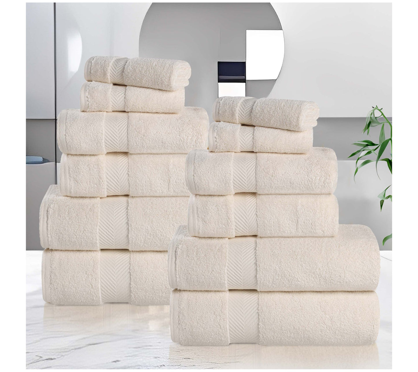 Superior Zero Twist Cotton Solid 12 Piece TowelSet