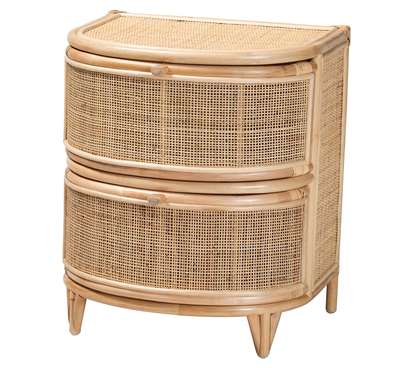 Baxton Studio Oleta Natural Brown Rattan Nightstand