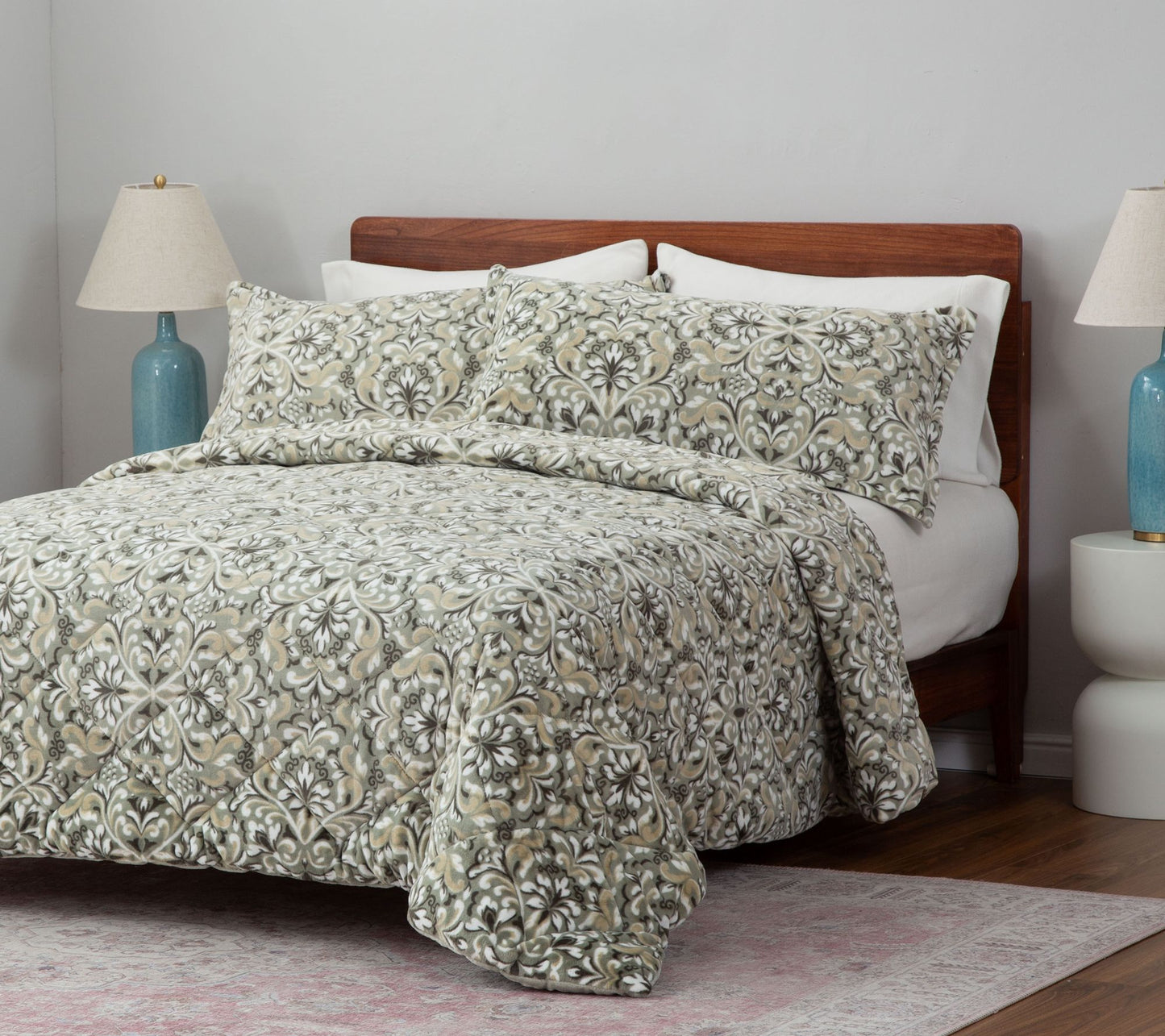 Berkshire Printed Petite Grace Fur Comforter & Sham Set- Queen