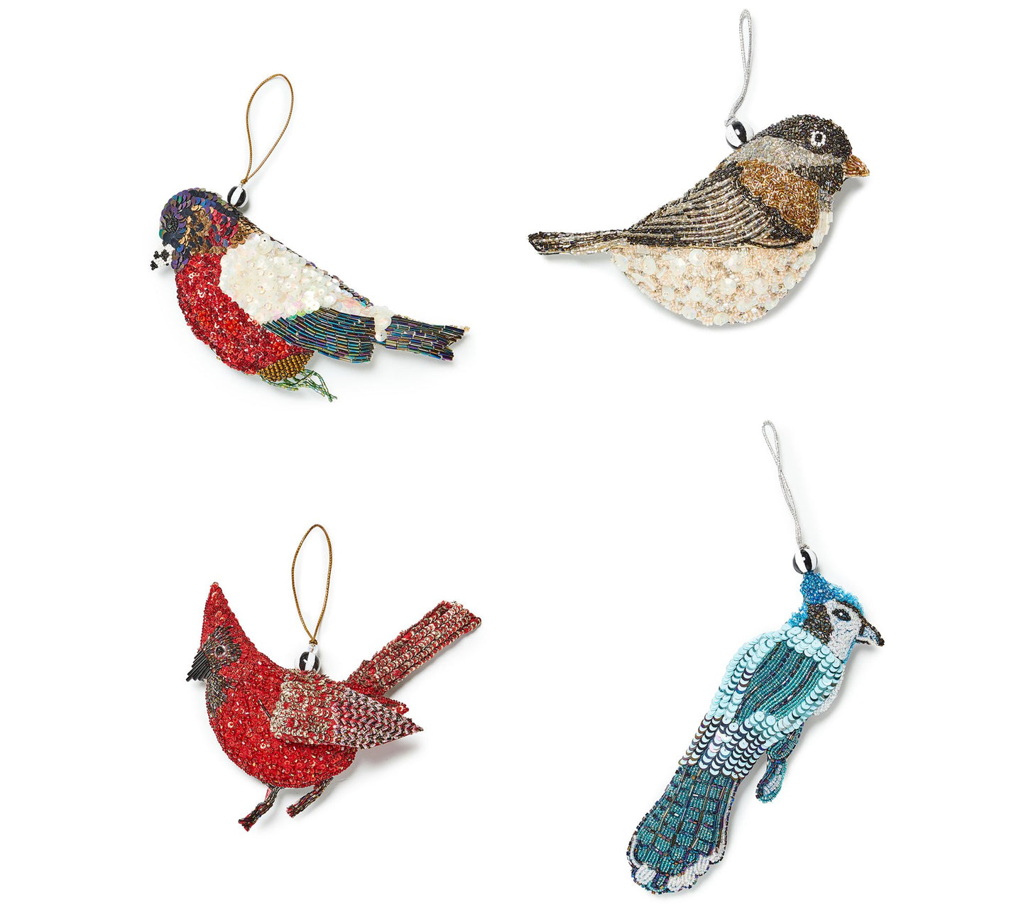 MacKenzie - Childs Set of 4 Beaded Holiday Ornaments