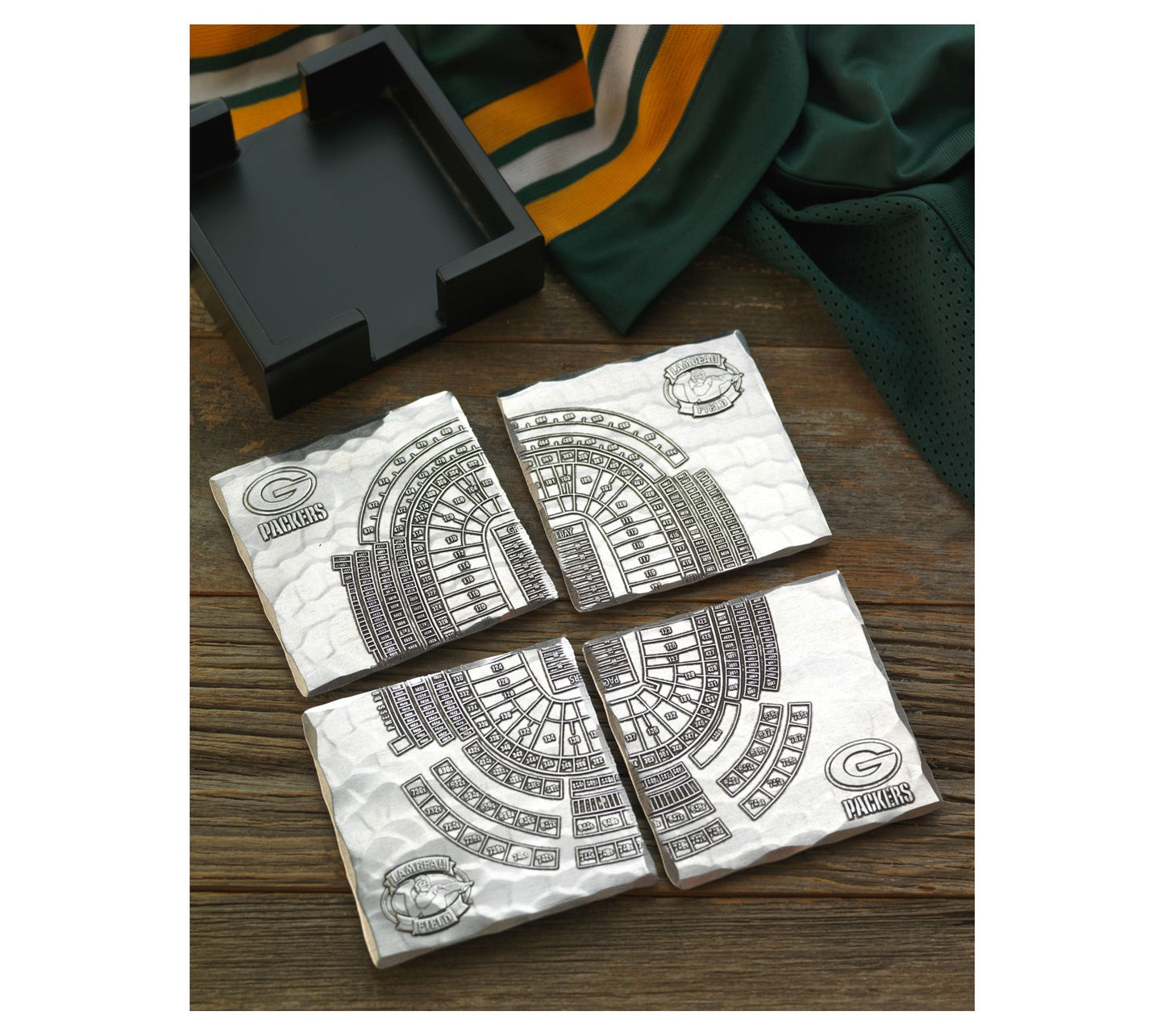Wendell August NFL Stadium 4-Piece Coaster Set with Caddy