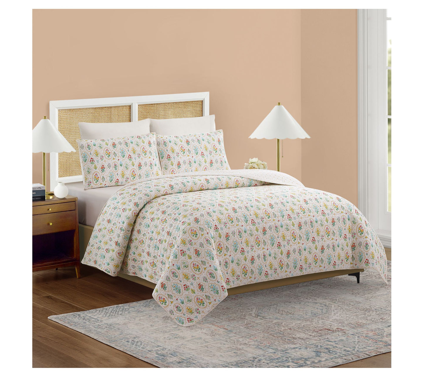 Floral Wallpaper 3pc King Quilt Set by Angela Staehling