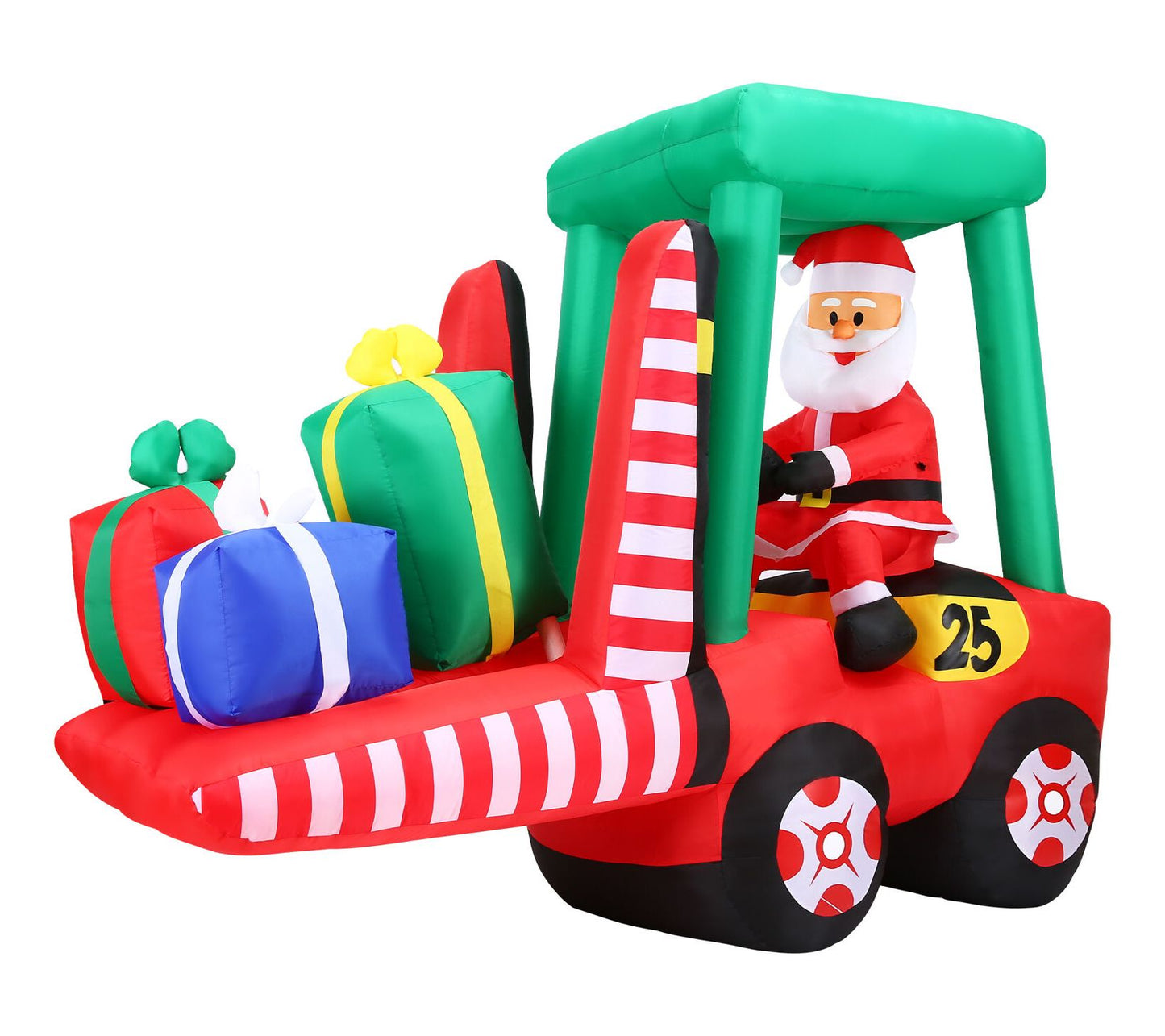 Fraser Hill Farm 6-Ft. Pre-Lit Inflatable Santain Fork Lift
