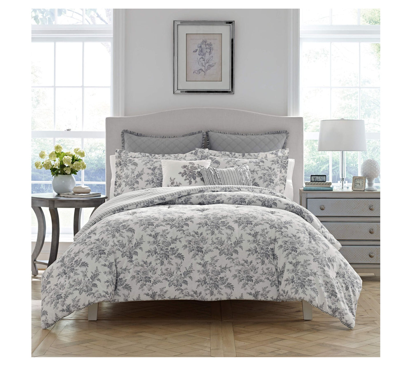 Laura Ashley Annalise Gray King Duvet Cover Set