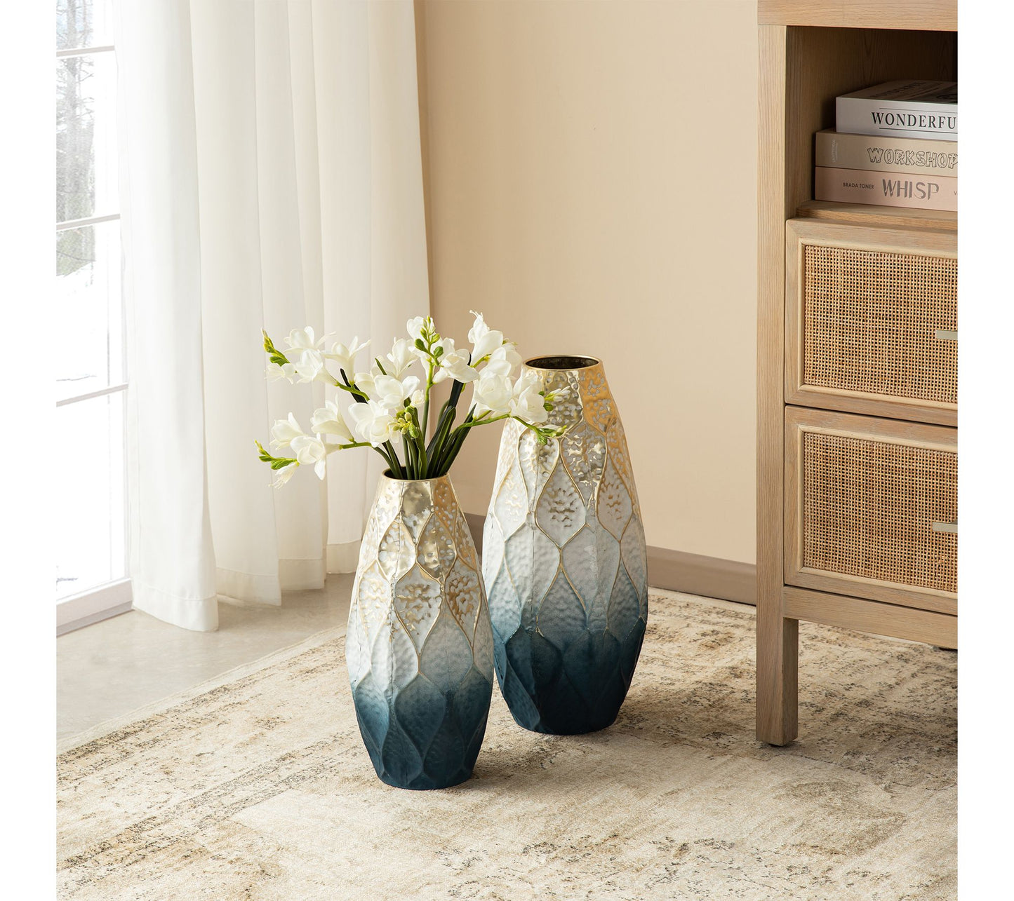 Glitzhome Stunning Abstract Ombre Metal Vases Set of 2