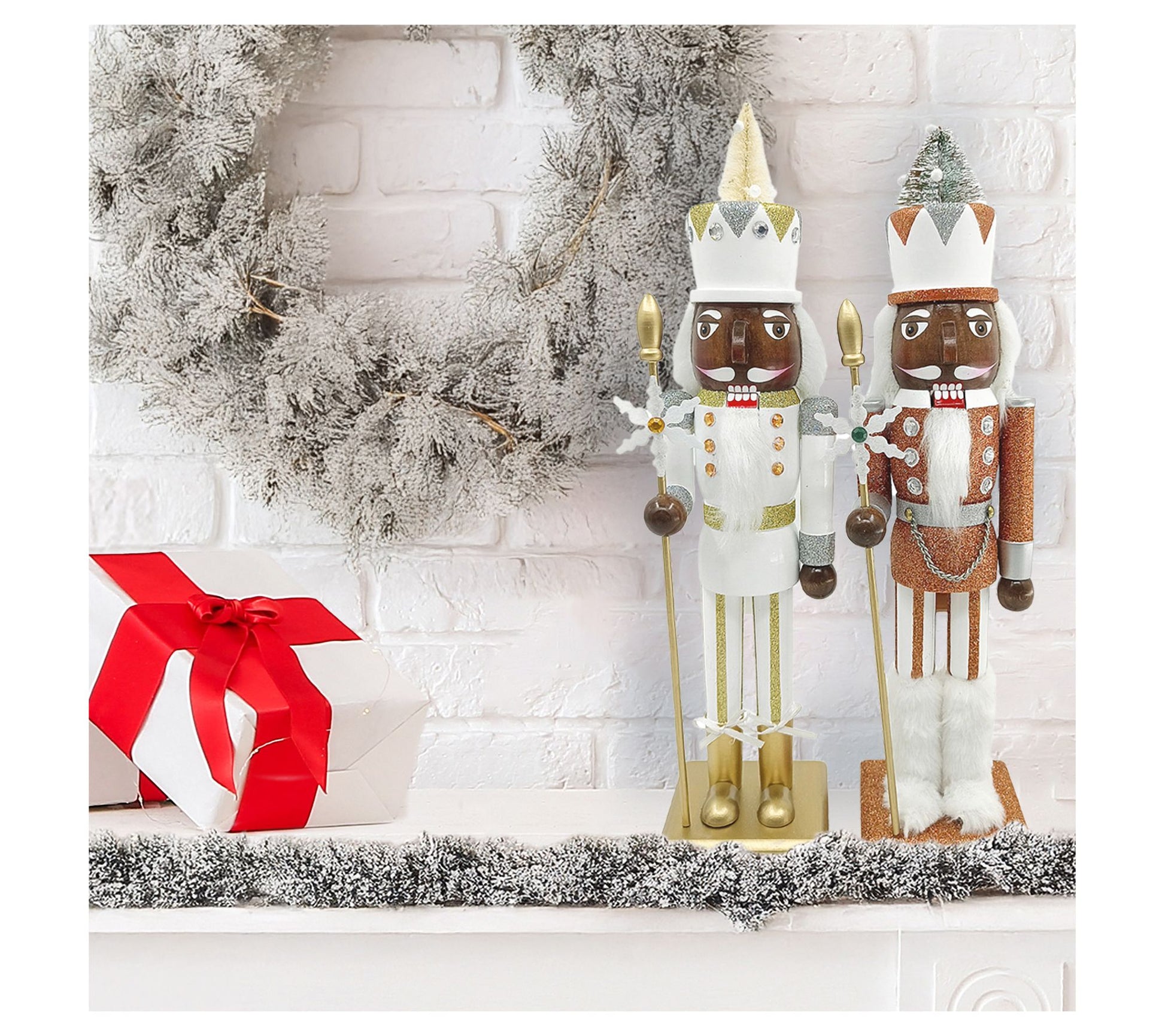 Santa's Workshop Silver & Gold Nutcracker, Setof Two