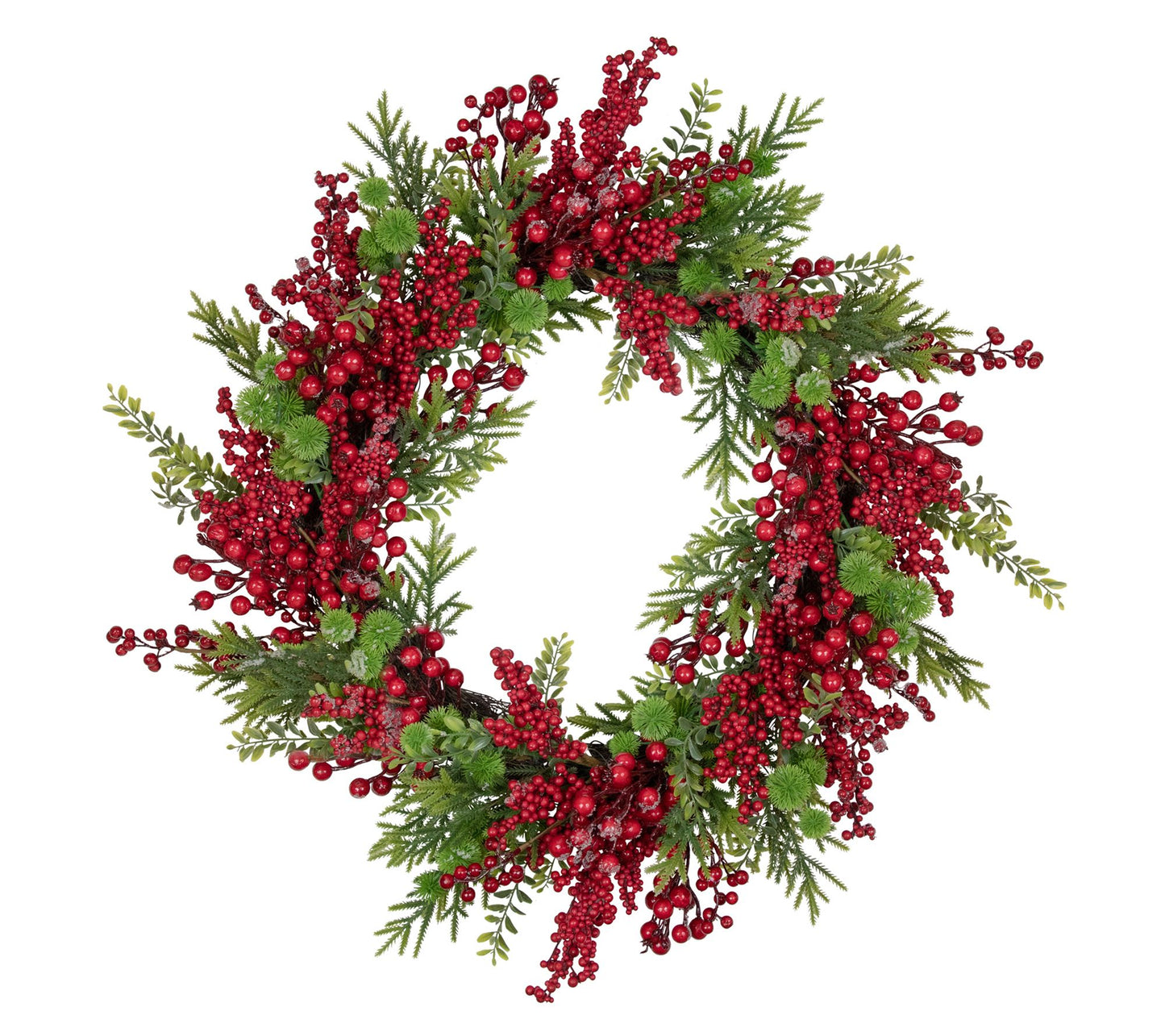 Northlight Frosted Red Berry and Pine ChristmasWreath 28"