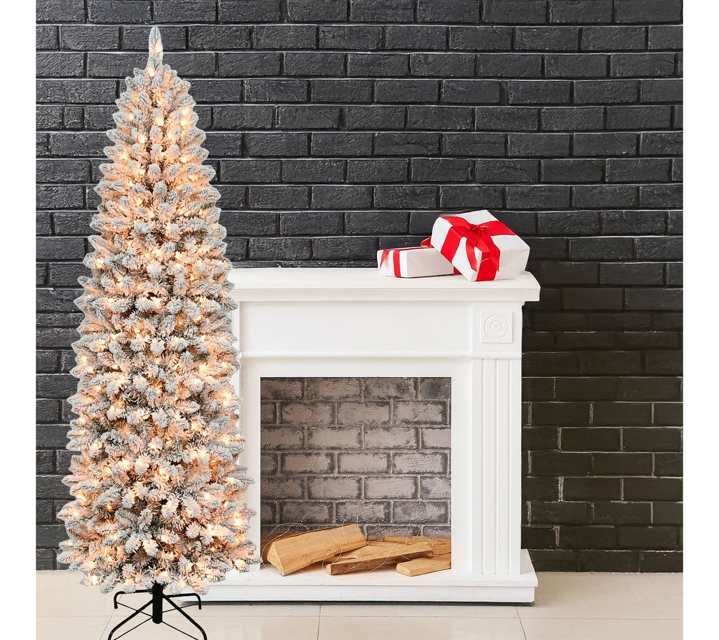 Santa's Workshop 7.5 Ft. PE & PVC Flocked Treew/ 350 Lights