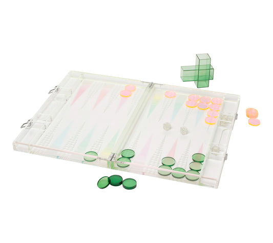 Sunnylife Lucite Backgammon - Classic Game, Carry Case