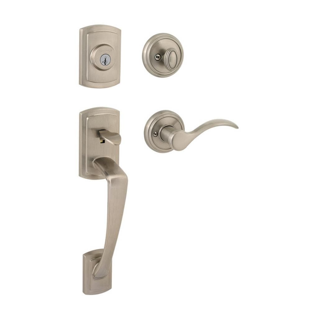 Baldwin Prestige Series Nautica Satin Nickel Single-Cylinder Deadbolt Keyed Entry Door Handleset with Tobin Lever and Smartkey 180NAHXTBL RDB 15 SMT CP