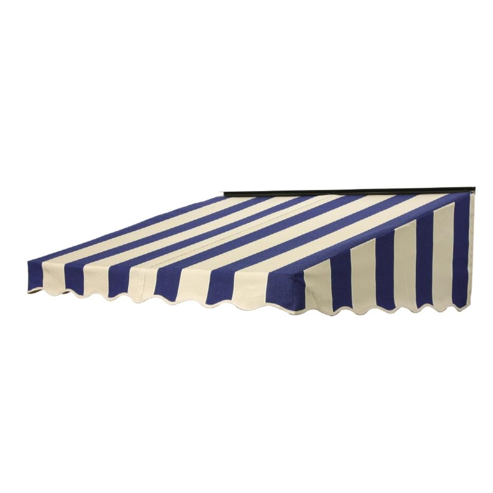 NuImage Awnings 2700 84-in Wide x 41-in Projection x 17-in Height Fabric Mediterranean/Canvas Block (4921) Striped Fixed Door Awning