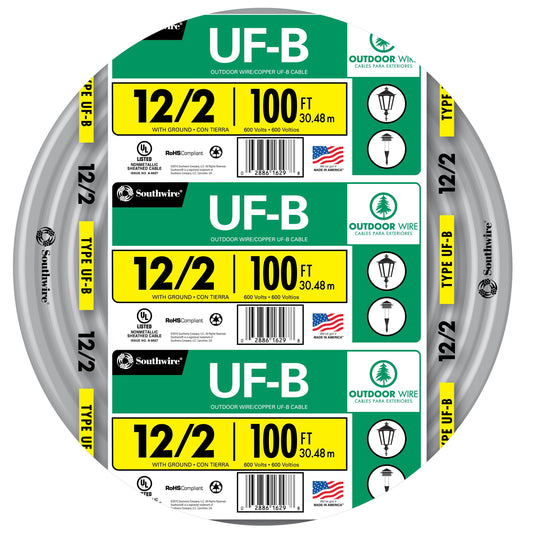 Southwire 100-ft 12/2 Solid UF-B Wire W/G (By-the-roll) 13055926