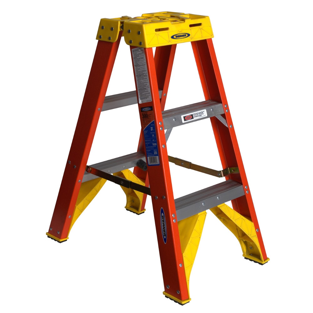 Werner T6200 3-ft Fiberglass Type 1A-300-lb Load Capacity Twin Step Ladder T6203