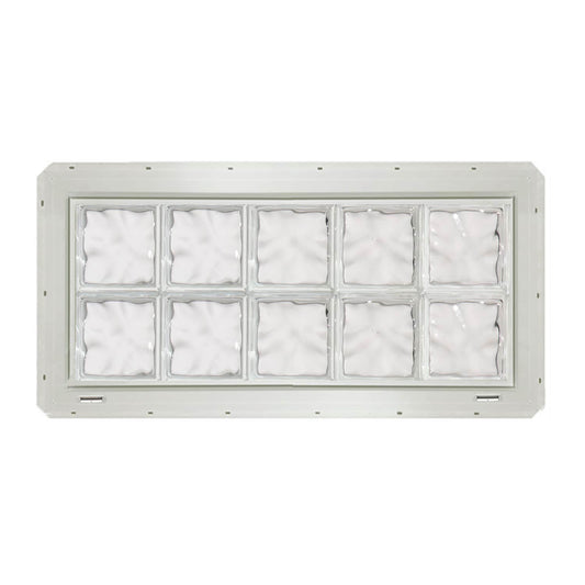 CrystaLok Wavy Glass 39-1/4-in x 16-3/4-in Vinyl New construction Glass Block Window