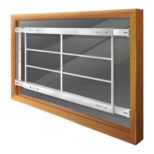 Mr. Goodbar D 62-in x 21-in White Steel Fixed Window Security Bar S201 D 62-74