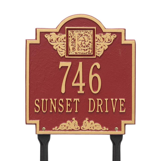 Whitehall 11-3/4-in H x 10-3/4-in W Red/Gold Aluminum Address Plaque 5106RG