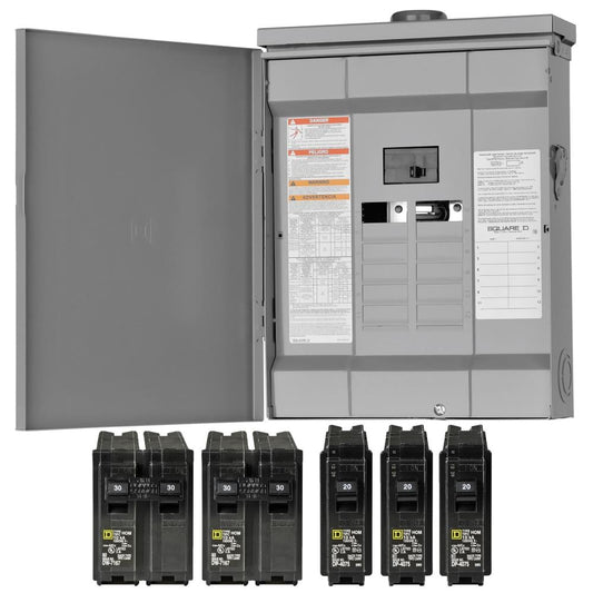 Square D Homeline 125-Amp 12-Spaces 24-Circuit Outdoor Main Breaker Plug-on Neutral Load Center (Value Pack) HOM1224M125PRBVP
