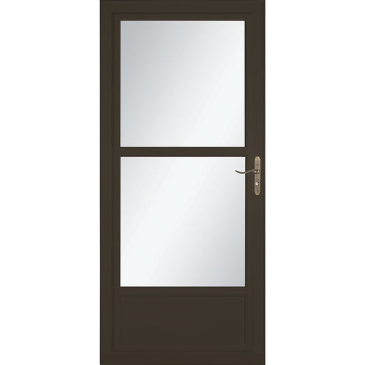 LARSON 80 Midview (Tradewinds) 36-in x 81-in Brown Aluminum Reversible Hinge Storm Door with Retractable Screen ( Antique brass Handle Included )
