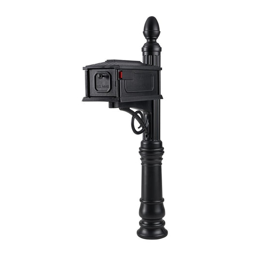 Gibraltar Mailboxes Post Mount Black Plastic Standard Mailbox with Post SC000B01