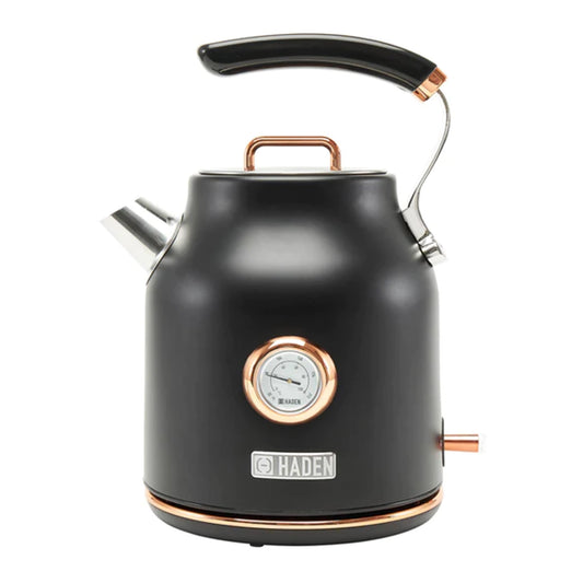Open Box Haden 1.7 Liter Electric Water Kettle w/ 360-Degree Base, Black/Copper