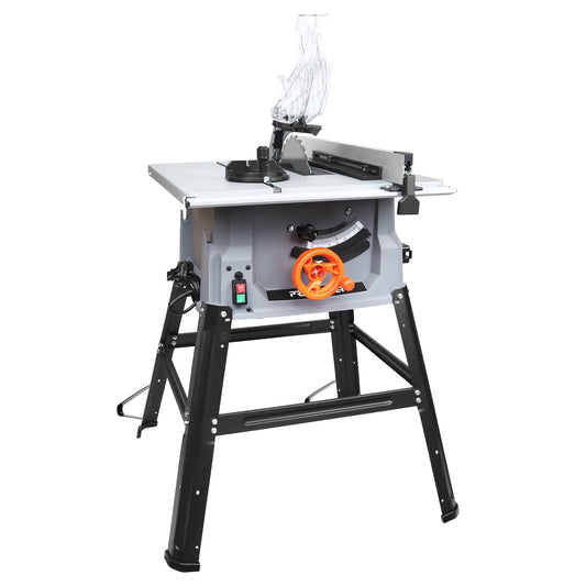 10 Inch Table Saw with Stand,Cutting Speed up to 5000RPM,15-Amp,Portable Compact Table saw for Woodworking