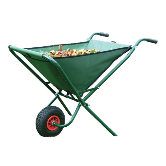 Bosmere Green Folding Wheelbarrow with Steel Frame and Pneumatic Tire, 3.25 Cu. Feet Capacity W302