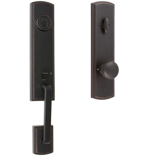 Delaney Hardware Briona Edged Bronze Dummy Door Handleset Knob 374157SN-LH