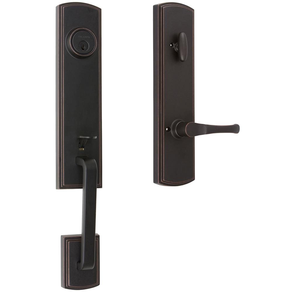 Delaney Hardware Briona Edged Bronze Single-Cylinder Deadbolt Entry Door Handleset Knob 374107AL