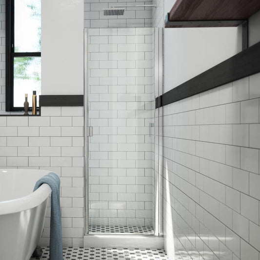 Arizona Shower Door R-Door Polished Chrome 24-in W x 66-in H Semi-frameless Clear Glass Hinged Shower door