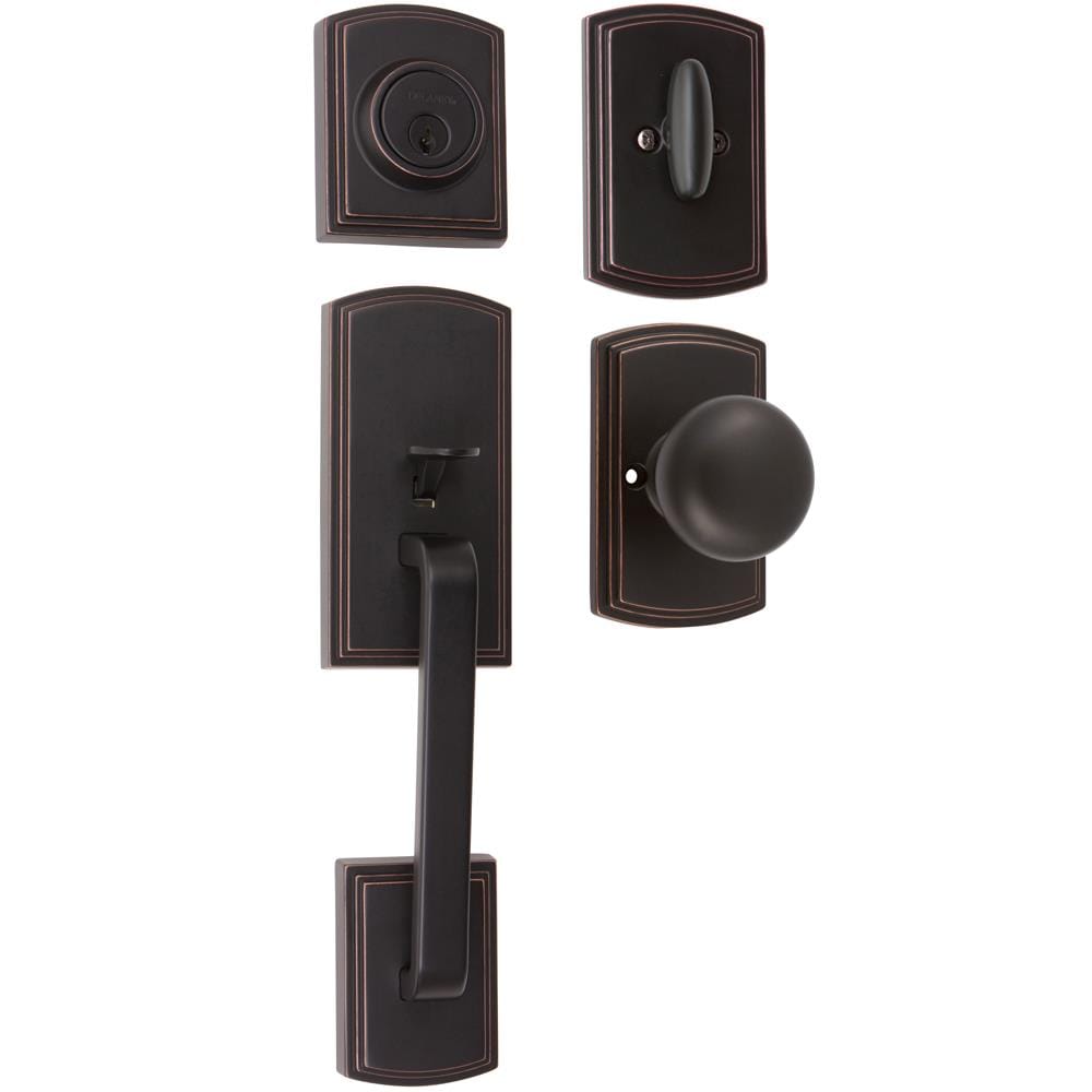 Delaney Hardware Visconti Edged Bronze Single-Cylinder Deadbolt Entry Door Handleset Knob 374007SN