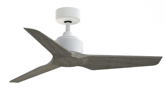 Fanimation TriAire Custom 44-in Matte White with Weathered Wood Blades Indoor/Outdoor Smart Propeller Ceiling Fan Light Kit Compatible and Remote (3-Blade) FPD8514MWW-44WEW