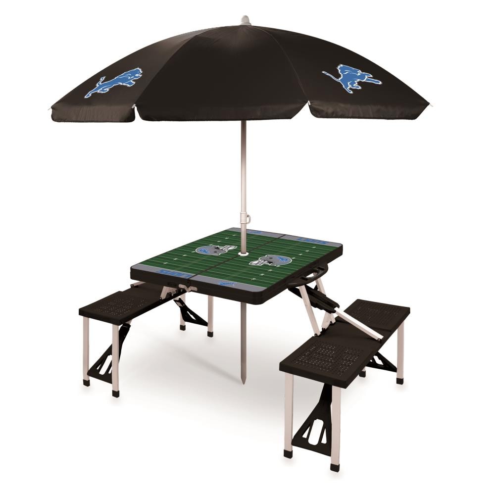 Picnic Time Detroit Lions 54-in Black Plastic Rectangle Folding Picnic Table