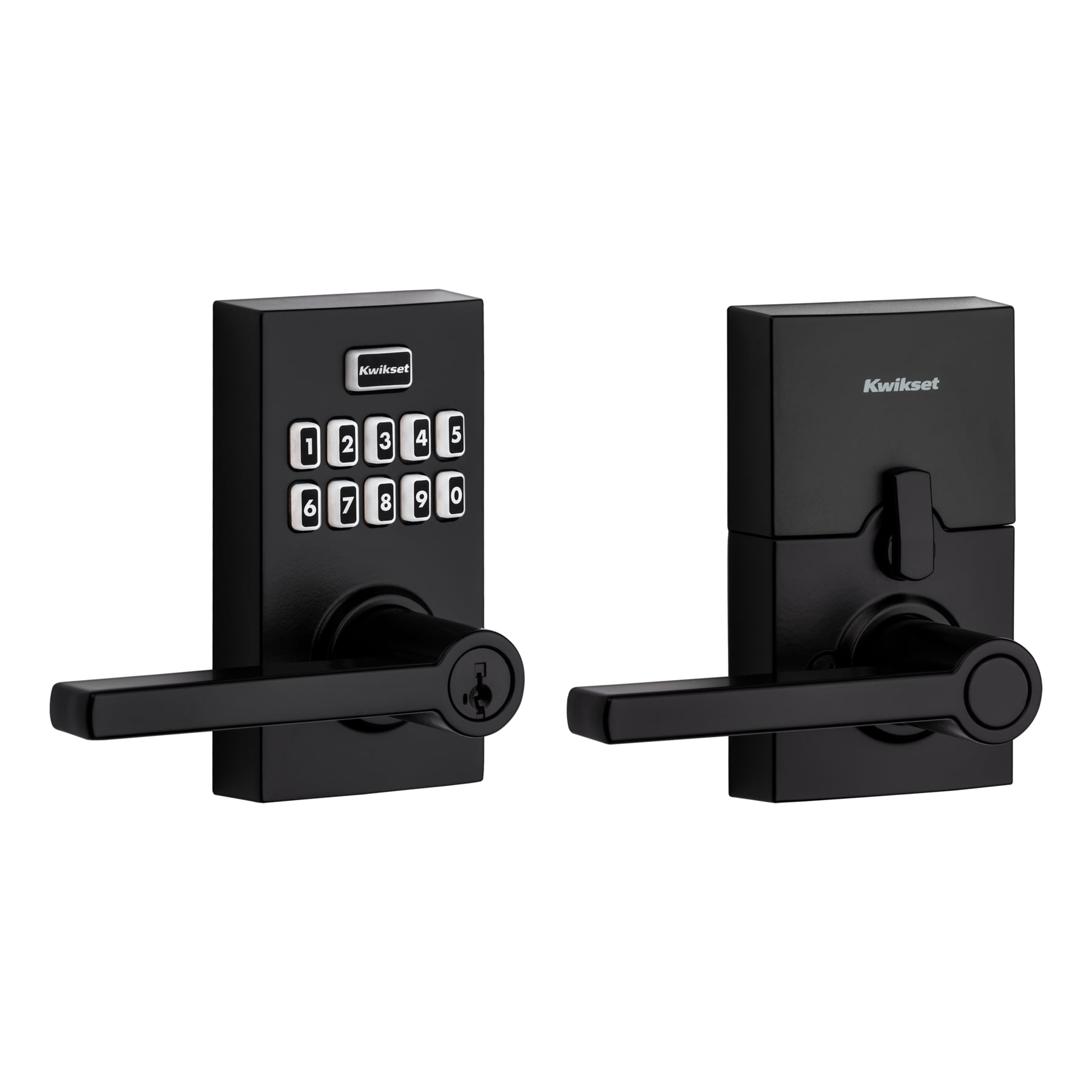 Kwikset SmartCode 917 Contemporary Matte Black Electronic Handle Smartkey with Keypad 917HFL 514 SMT