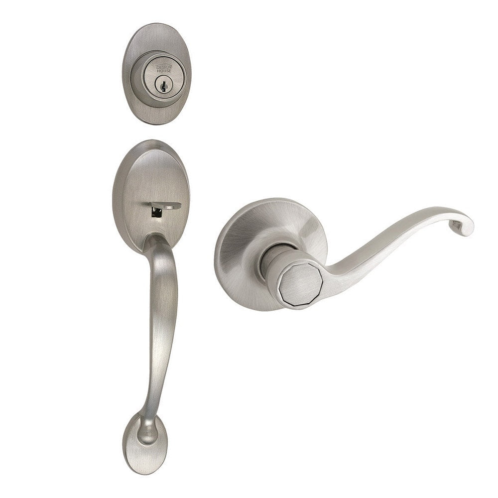 Design House Coventry Satin Nickel Keyed Entry Door Handleset with Accent Lever 783514
