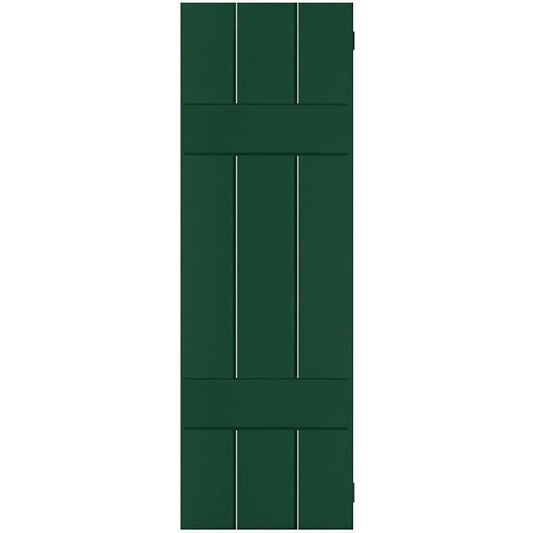 Ekena Millwork 12-in W x 33-in H Chrome Green Board and batten Wood Exterior Shutters ( 2 -Pack )