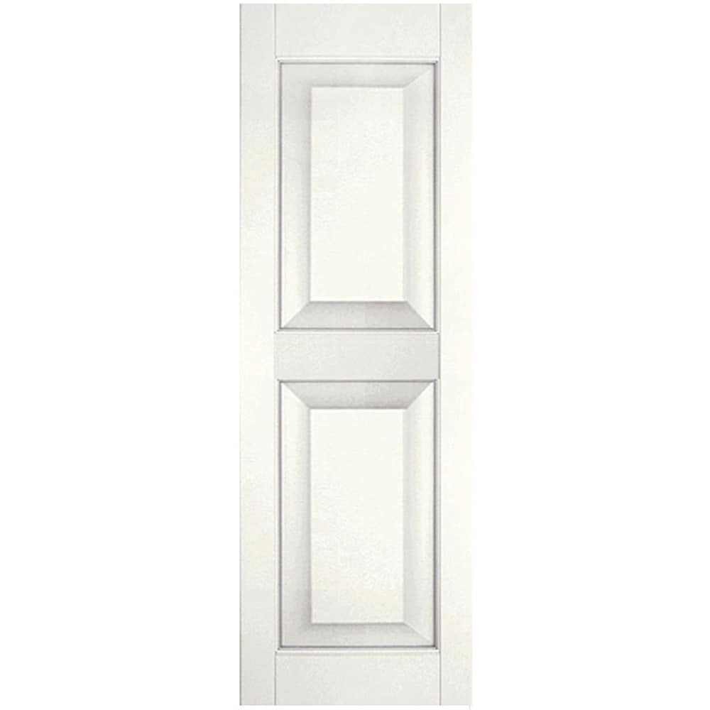 Ekena Millwork 12-in W x 29-in H White Paintable/Stainable Raised panel Wood Exterior Shutters ( 2 -Pack )